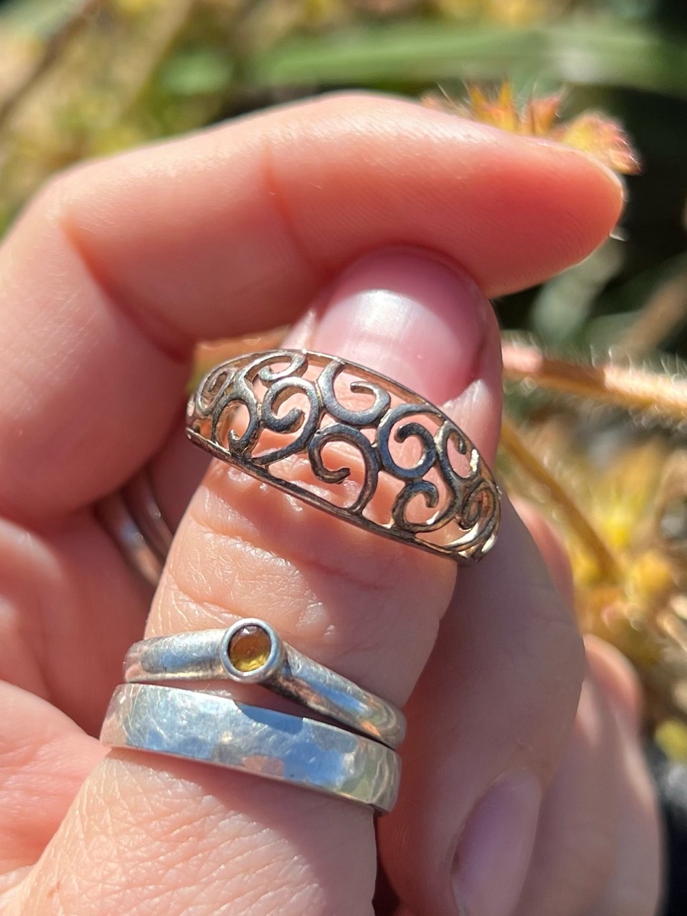 Vtg Sterling Silver Swirl Scroll Ring